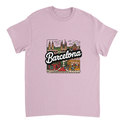 light pink Barcelona Spain Unisex Travel T-Shirt perfect for travelers and gift seekers