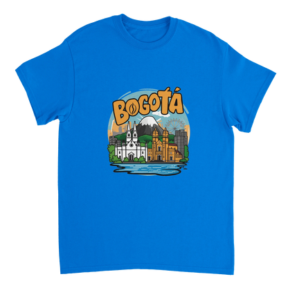 royal blue Bogotá Colombia Unisex Travel T-Shirt perfect for travelers and gift seekers