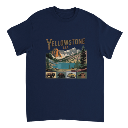 navy Yellowstone USA Unisex Travel T-Shirt perfect for travelers and gift seekers