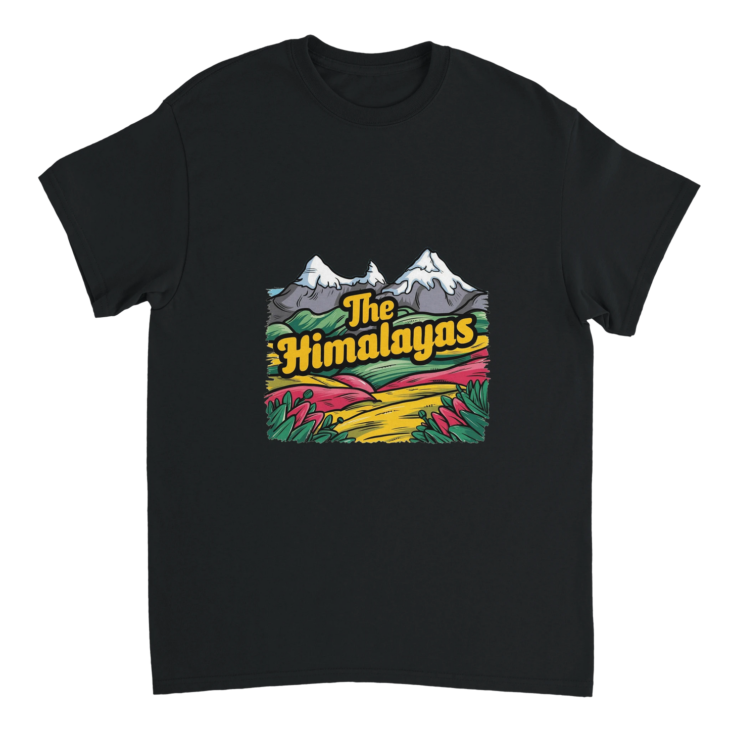 black Himalayas Unisex Travel T-Shirt perfect for travelers and gift seekers
