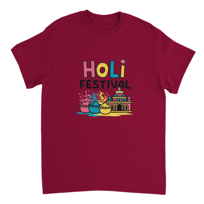 cardinal red Holi Festival Mathura India Unisex Travel T-Shirt perfect for travelers and gift seekers