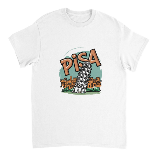 white Pisa Italy Unisex Travel T-Shirt perfect for travelers and gift seekers