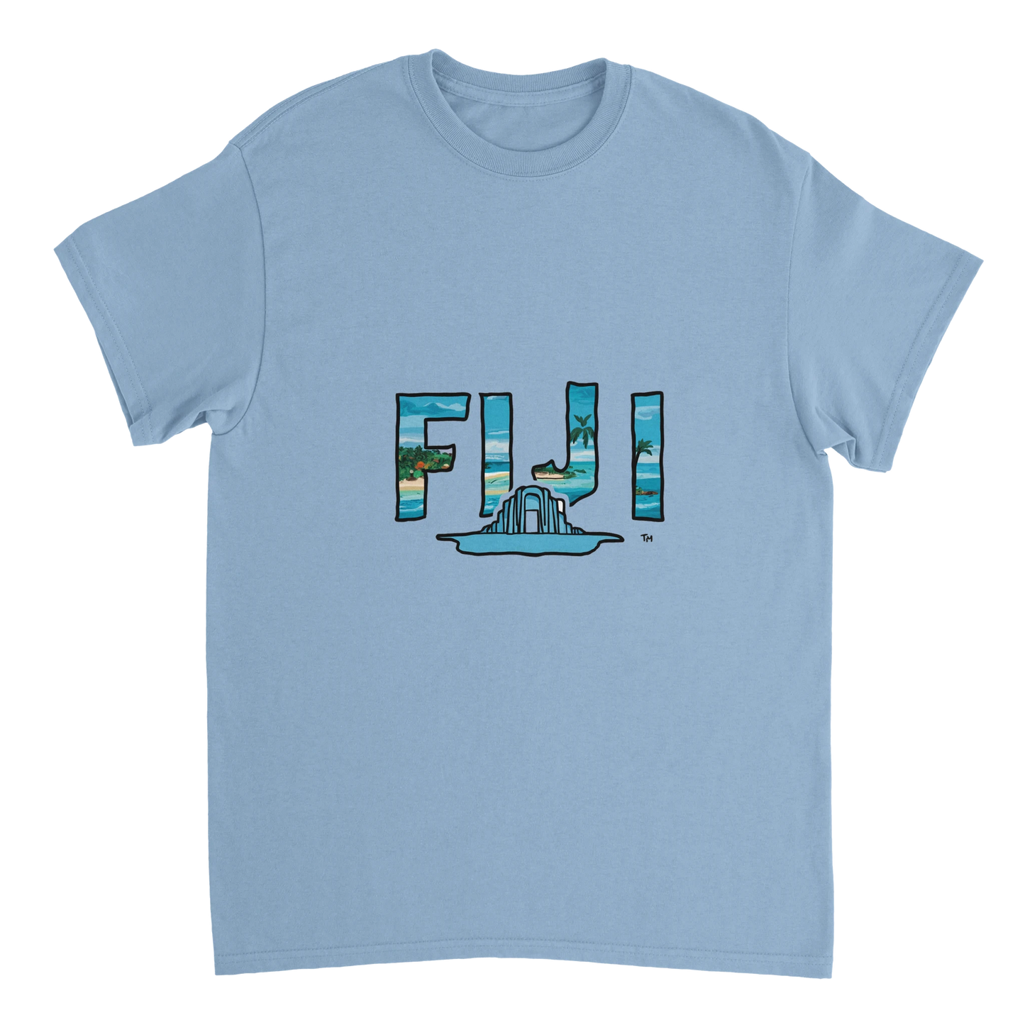 light blue Fiji Unisex Travel T-Shirt perfect for travelers and gift seekers