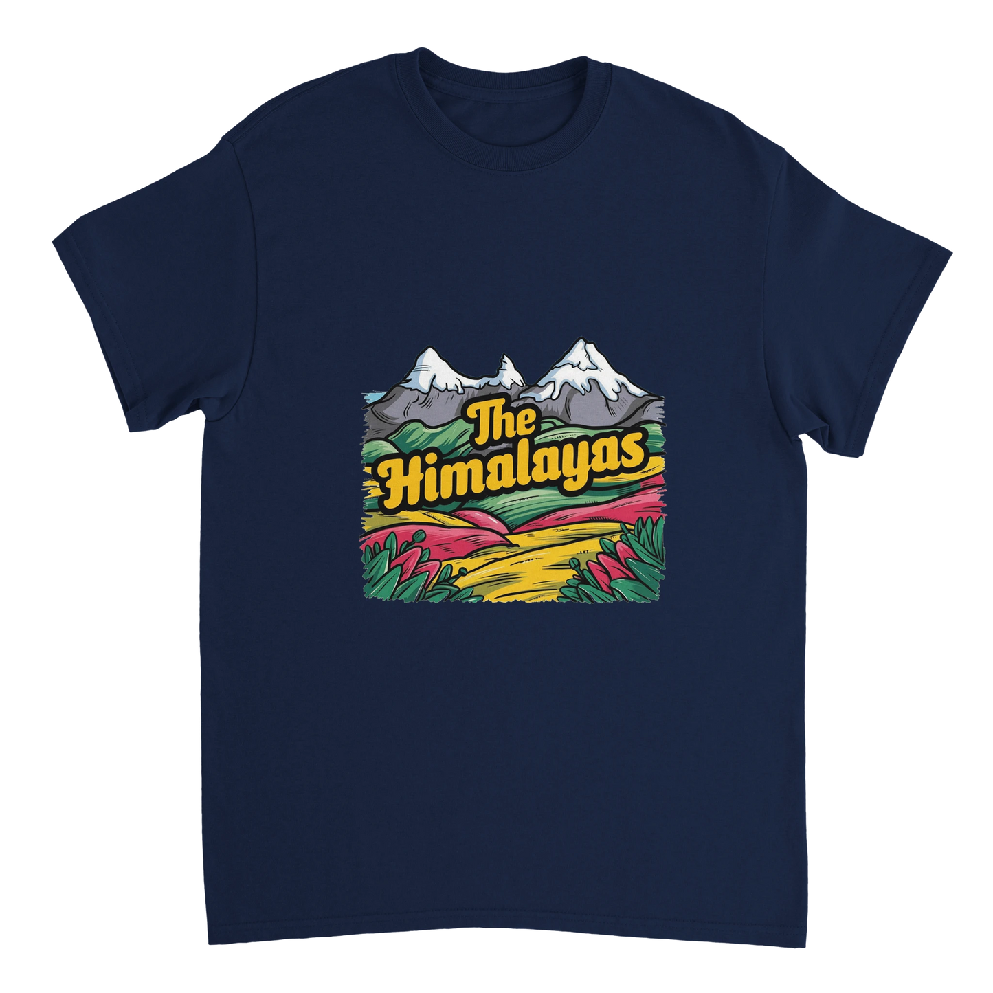 navy Himalayas Unisex Travel T-Shirt perfect for travelers and gift seekers