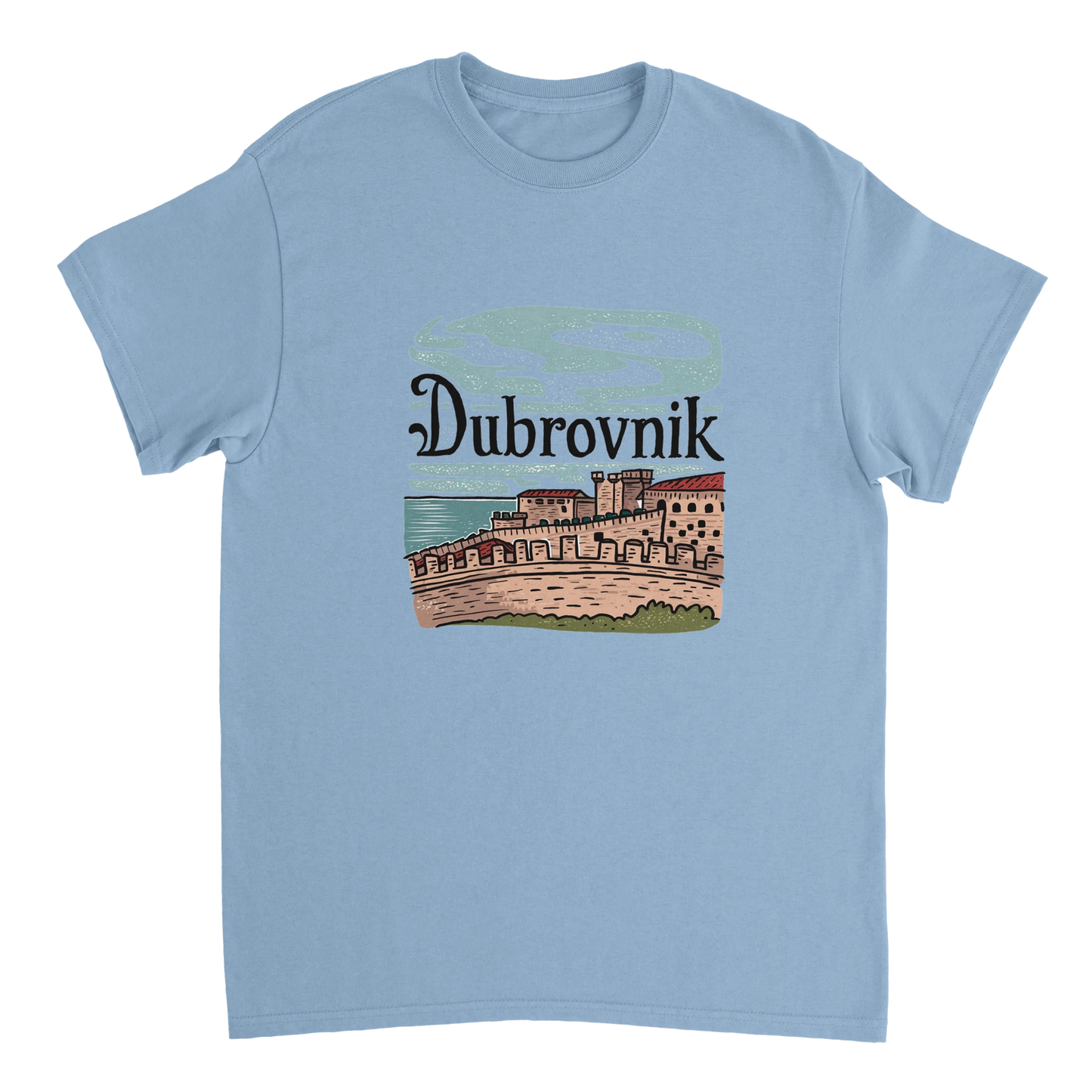 light blue Dubrovnik Croatia Unisex Travel T-Shirt perfect for travelers and gift seekers
