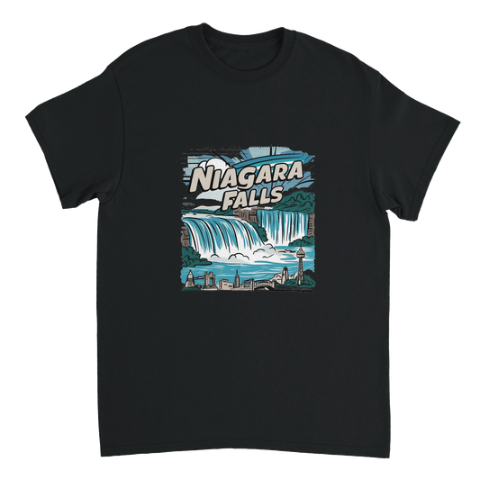 black Niagara Falls Unisex Travel T-Shirt perfect for travelers and gift seekers