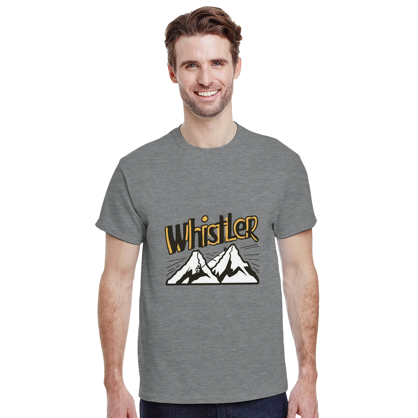 Whistler Canada Unisex Travel T-Shirt featuring a man perfect for travelers and gift seekers