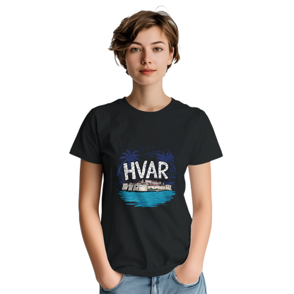 Hvar Croatia Unisex Travel T-Shirt featuring a person perfect for travelers and gift seekers