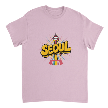 light pink Seoul South Korea Unisex Travel T-Shirt perfect for travelers and gift seekers