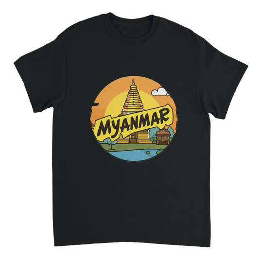 black Myanmar Unisex Travel T-Shirt perfect for travelers and gift seekers