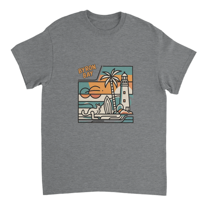 sport grey Byron Bay Australia Unisex Travel T-Shirt perfect for travelers and gift seekers