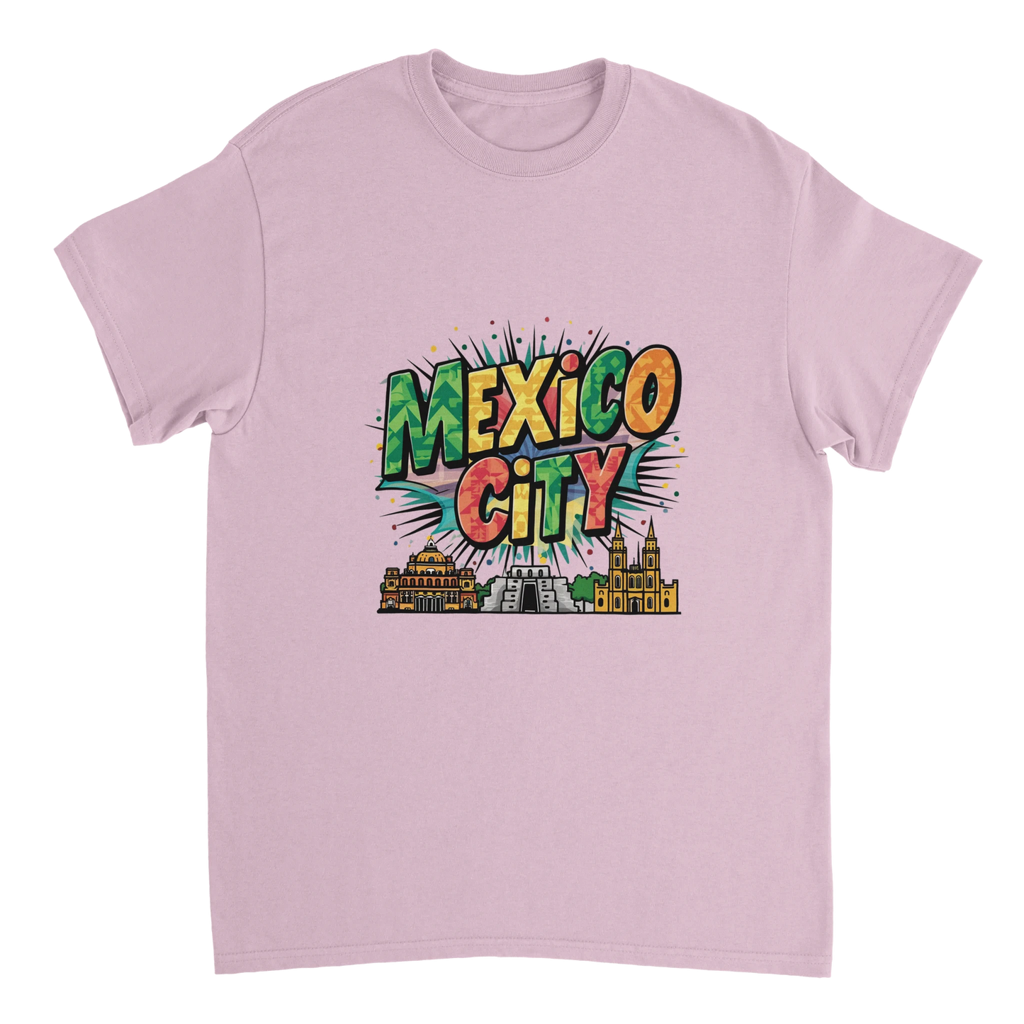light pink Mexico City Unisex Travel T-Shirt perfect for travelers and gift seekers