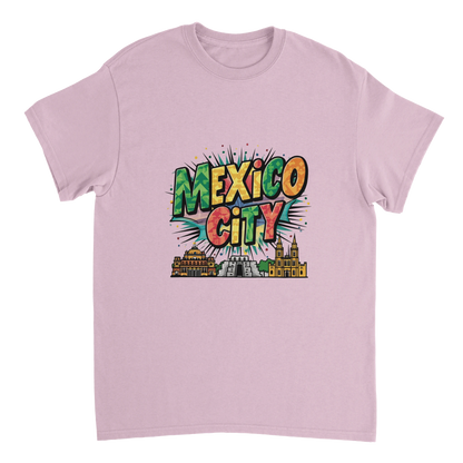 light pink Mexico City Unisex Travel T-Shirt perfect for travelers and gift seekers