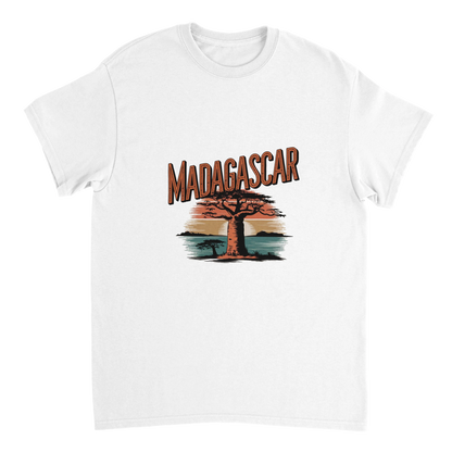 white Madagascar Unisex Travel T-Shirt perfect for travelers and gift seekers