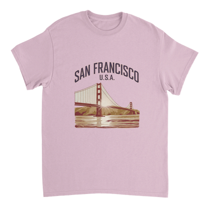 light pink San Francisco USA Unisex Travel T-Shirt perfect for travelers and gift seekers