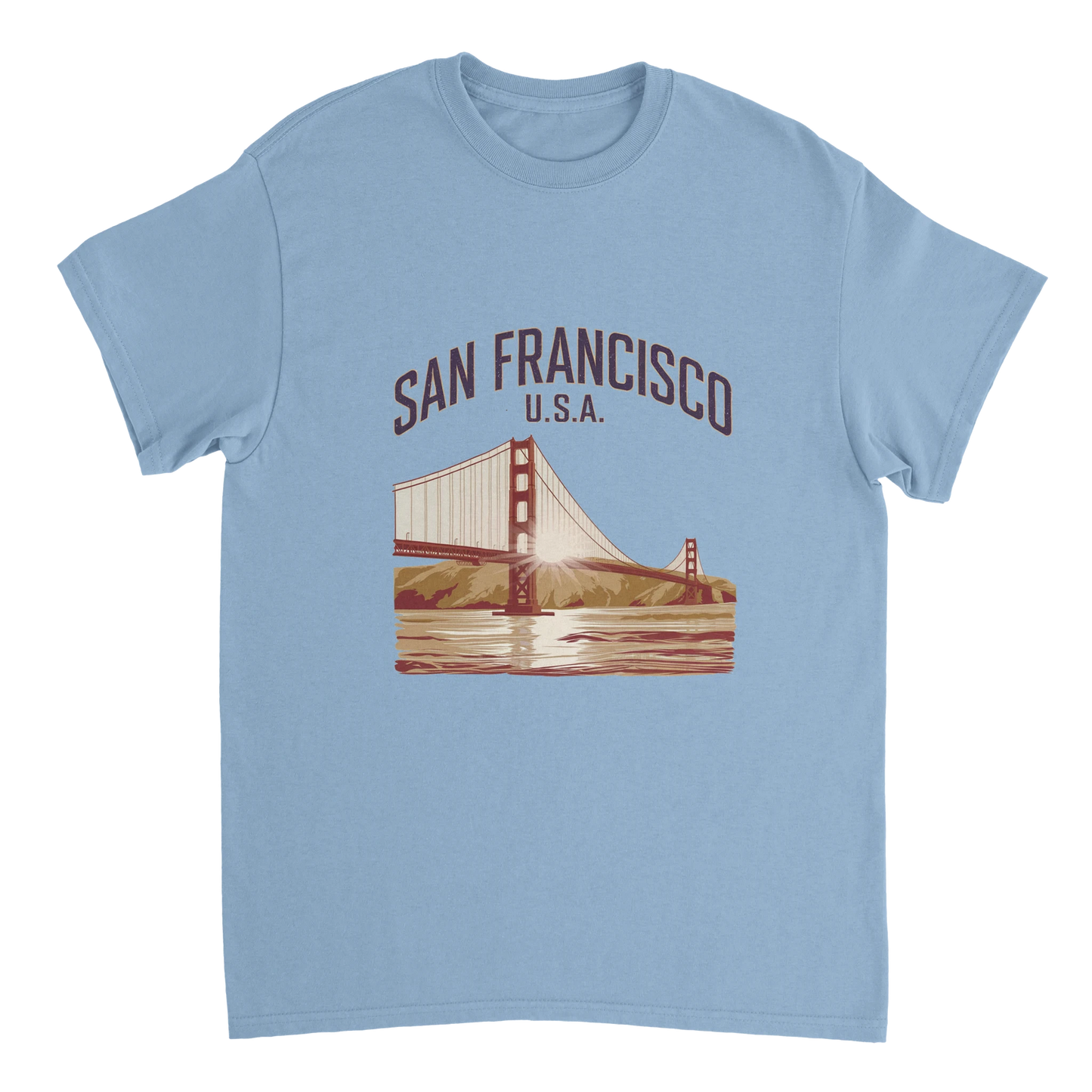 light blue San Francisco USA Unisex Travel T-Shirt perfect for travelers and gift seekers