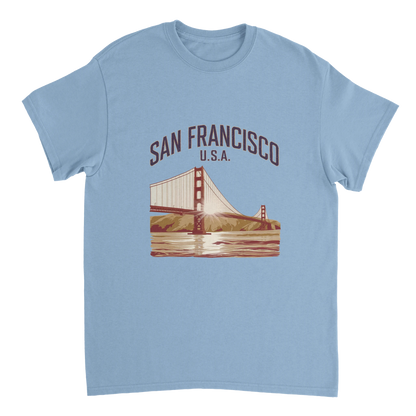 light blue San Francisco USA Unisex Travel T-Shirt perfect for travelers and gift seekers