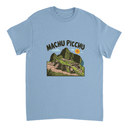 light blue Machu Picchu Unisex Travel T-Shirt perfect for travelers and gift seekers