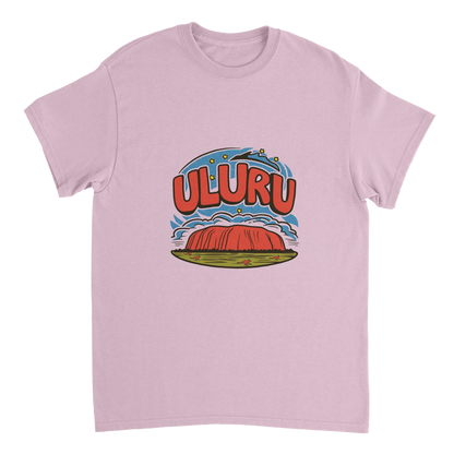 light pink Uluru Australia Unisex Travel T-Shirt perfect for travelers and gift seekers