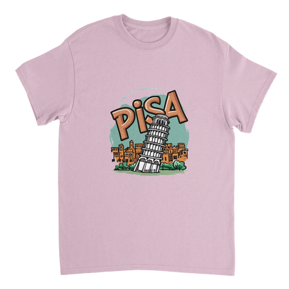 light pink Pisa Italy Unisex Travel T-Shirt perfect for travelers and gift seekers