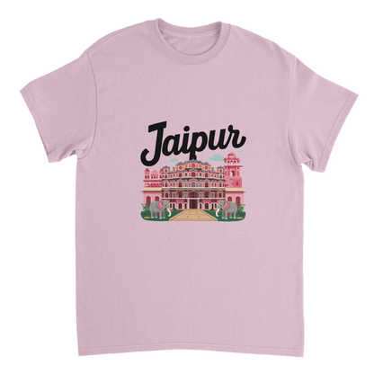 light pink Jaipur India Unisex Travel T-Shirt perfect for travelers and gift seekers