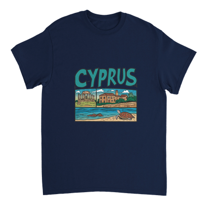 navy Cyprus Unisex Travel T-Shirt perfect for travelers and gift seekers