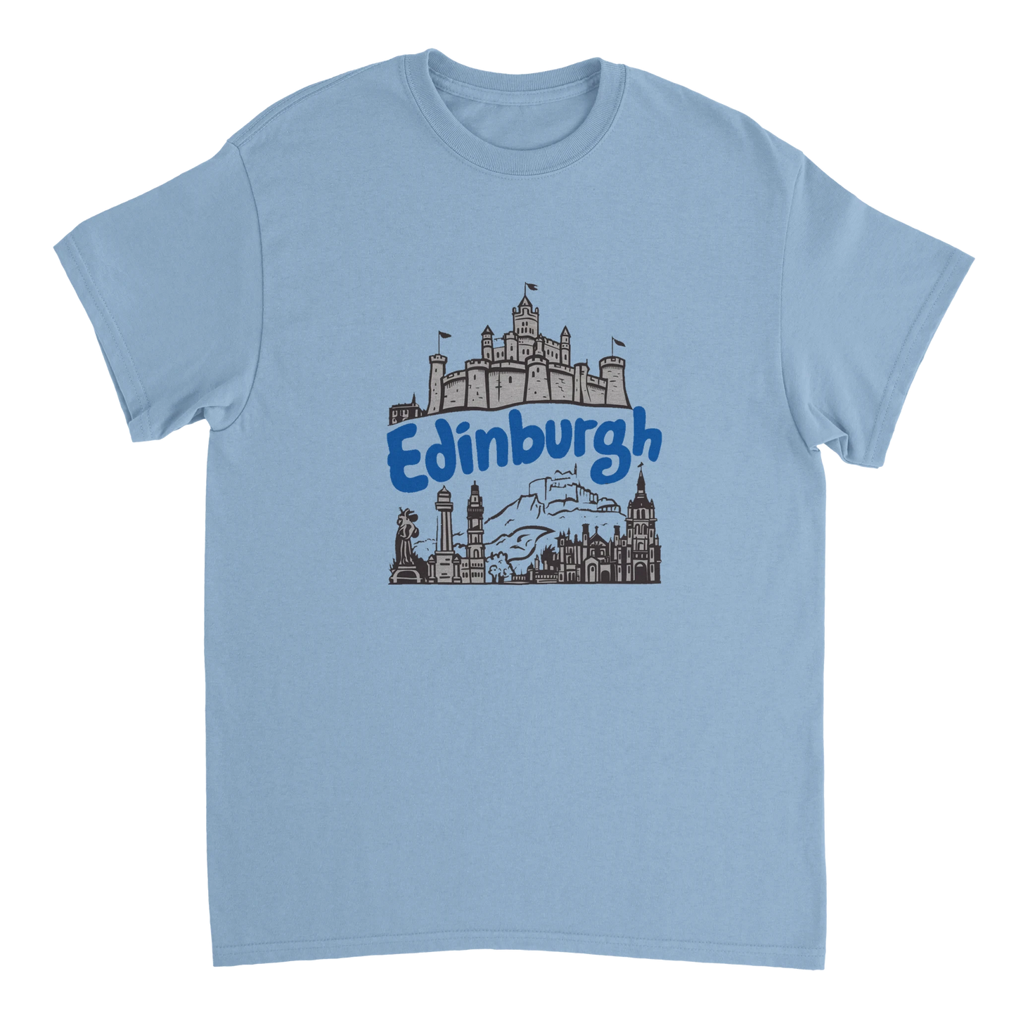 light blue Edinburgh Scotland Unisex Travel T-Shirt perfect for travelers and gift seekers