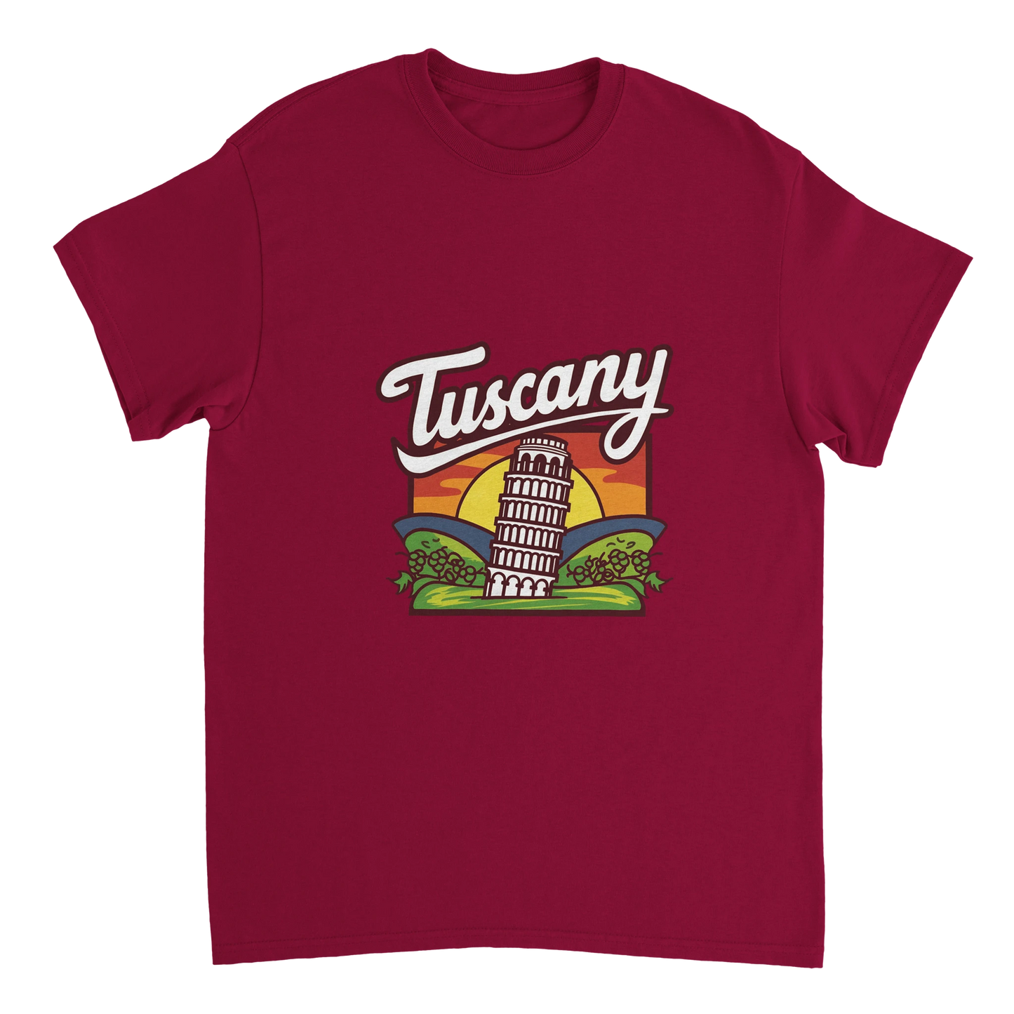 cardinal red Tuscany Italy Unisex Travel T-Shirt perfect for travelers and gift seekers