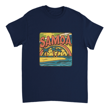 navy Samoa Unisex Travel T-Shirt perfect for travelers and gift seekers