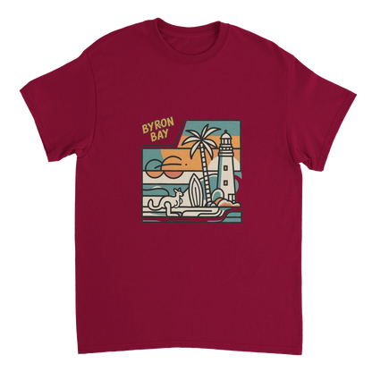 cardinal red Byron Bay Australia Unisex Travel T-Shirt perfect for travelers and gift seekers