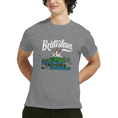 Bratislava Slovakia Unisex Travel T-Shirt featuring a man