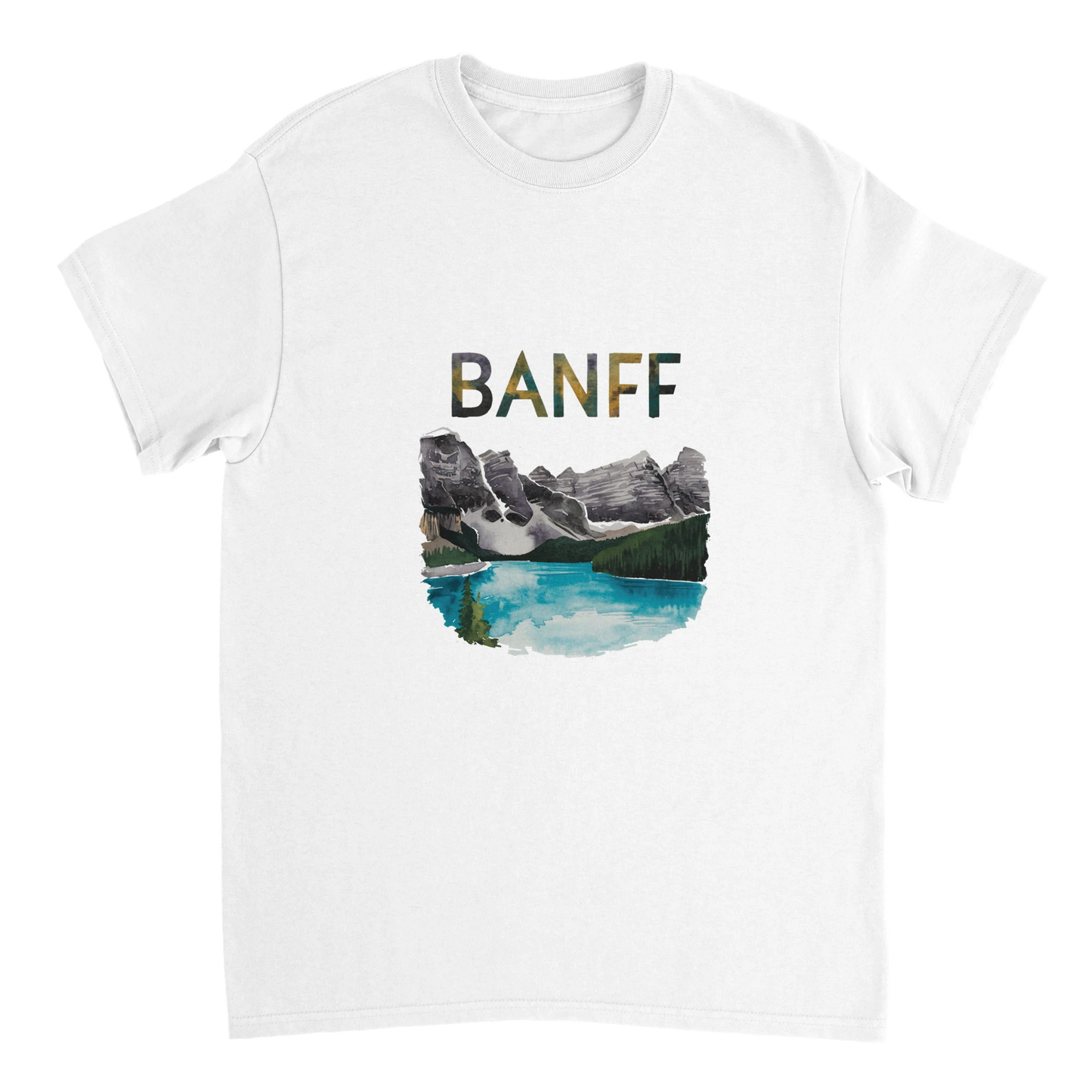 white Banff Canada Unisex Travel T-Shirt perfect for travelers and gift seekers