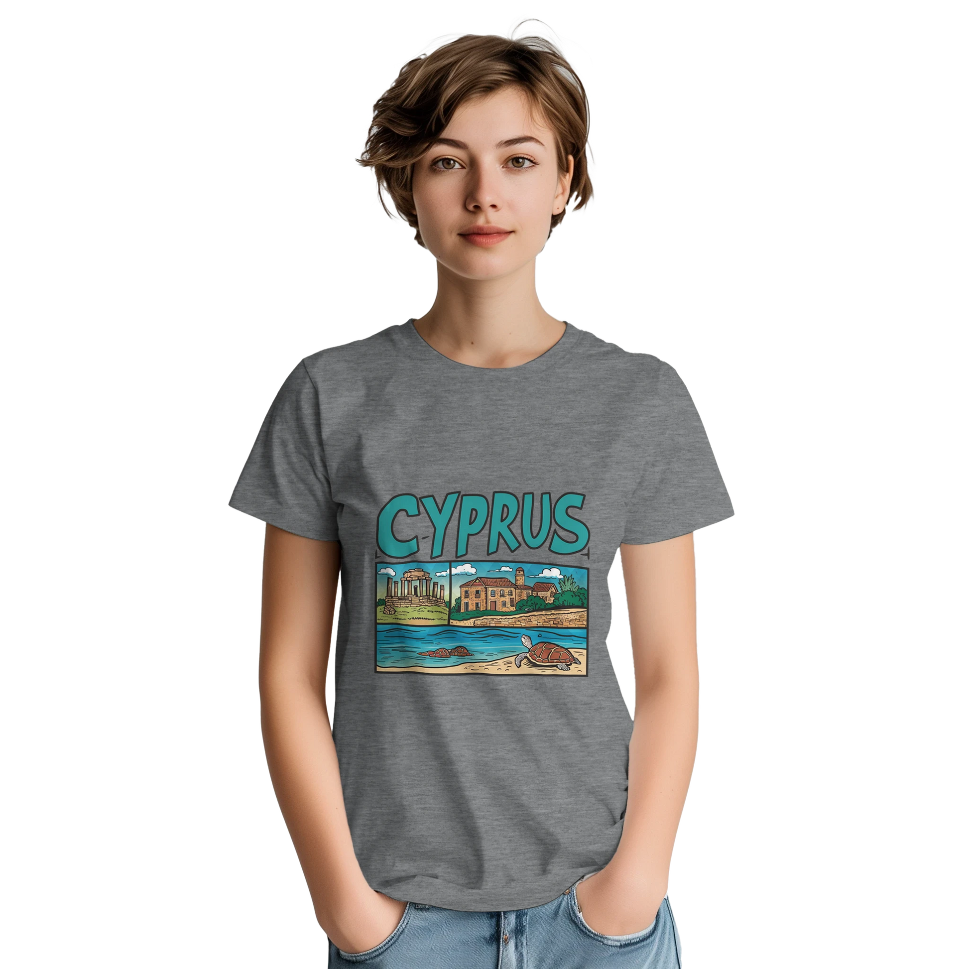 Cyprus Unisex Travel T-Shirt featuring a person perfect for travelers and gift seekers