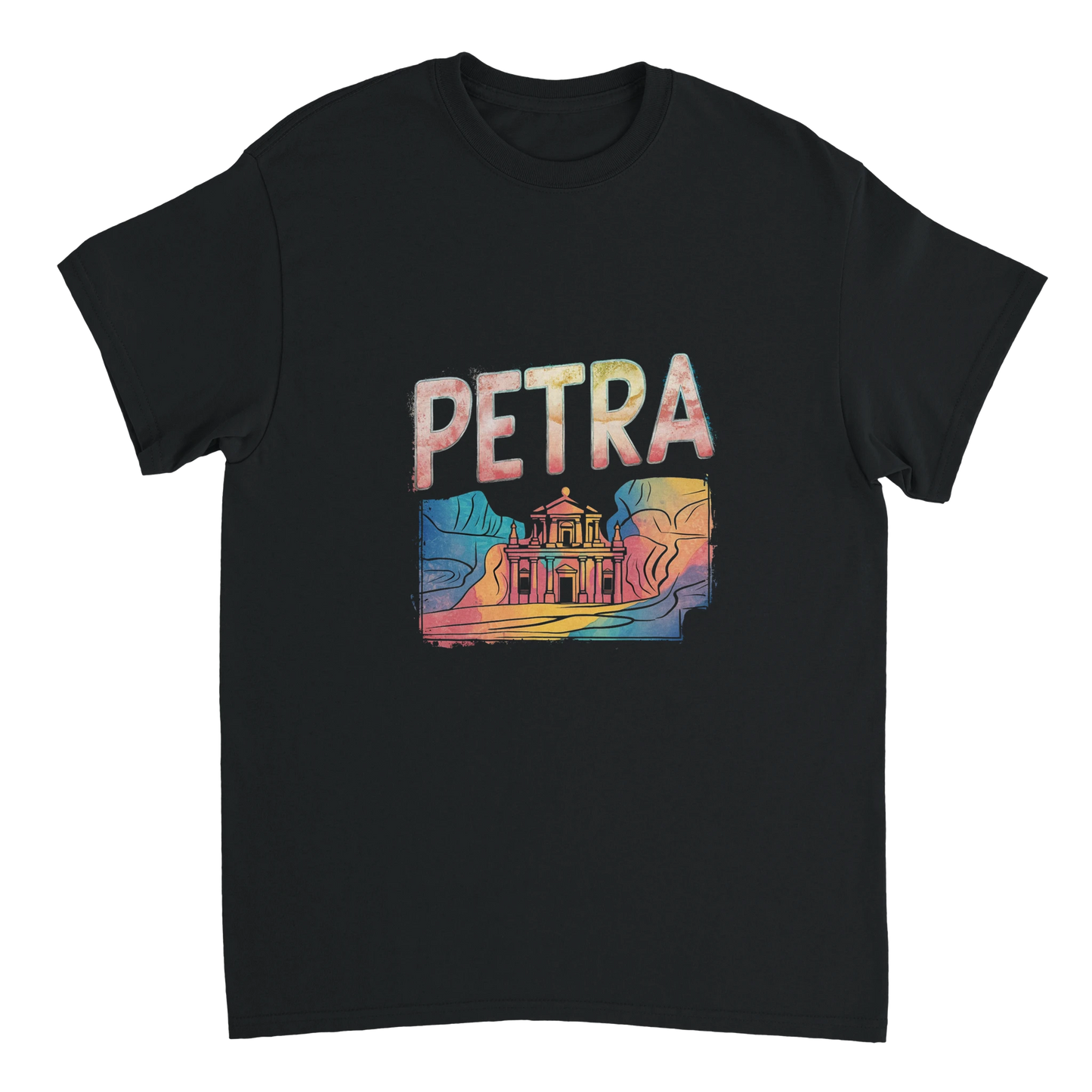 black Petra Jordan Unisex Travel T-Shirt perfect for travelers and gift seekers