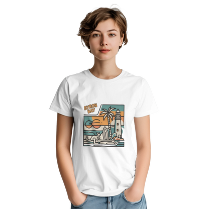 Byron Bay Australia Unisex Travel T-Shirt featuring a person perfect for travelers and gift seekers
