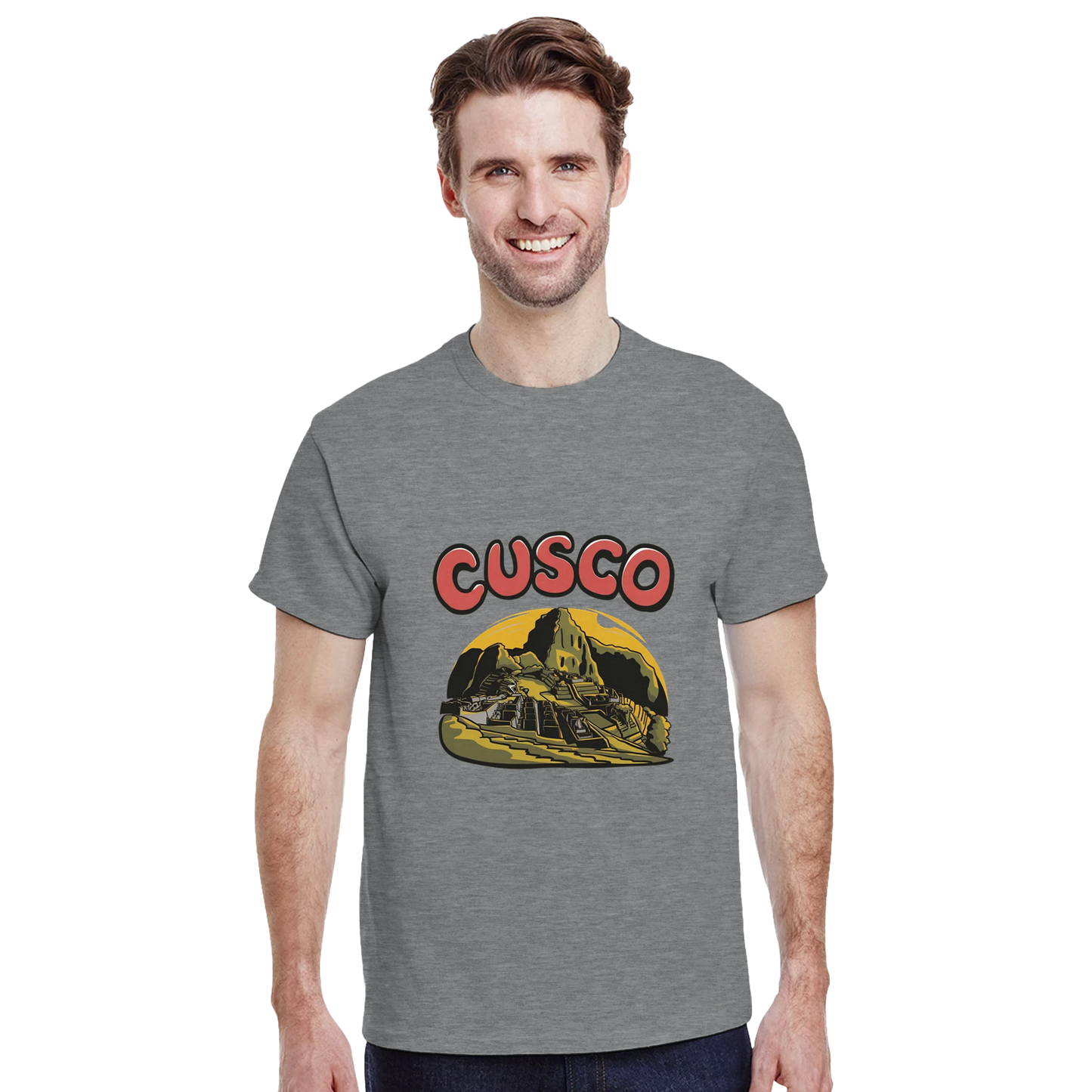 Cusco Peru Unisex Travel T-Shirt featuring a man perfect for travelers and gift seekers