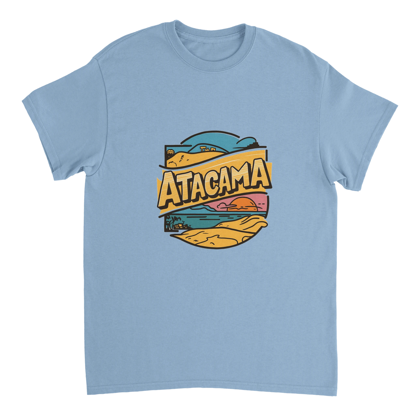 light blue Atacama Chile Unisex Travel T-Shirt perfect for travelers and gift seekers
