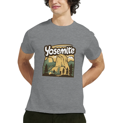 Yosemite USA Unisex Travel T-Shirt featuring a man perfect for travelers and gift seekers