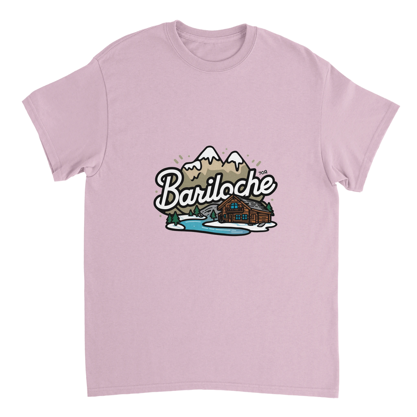 light pink Bariloche Argentina Unisex Travel T-Shirt perfect for travelers and gift seekers