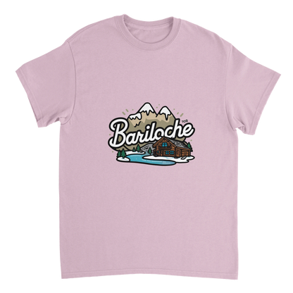 light pink Bariloche Argentina Unisex Travel T-Shirt perfect for travelers and gift seekers