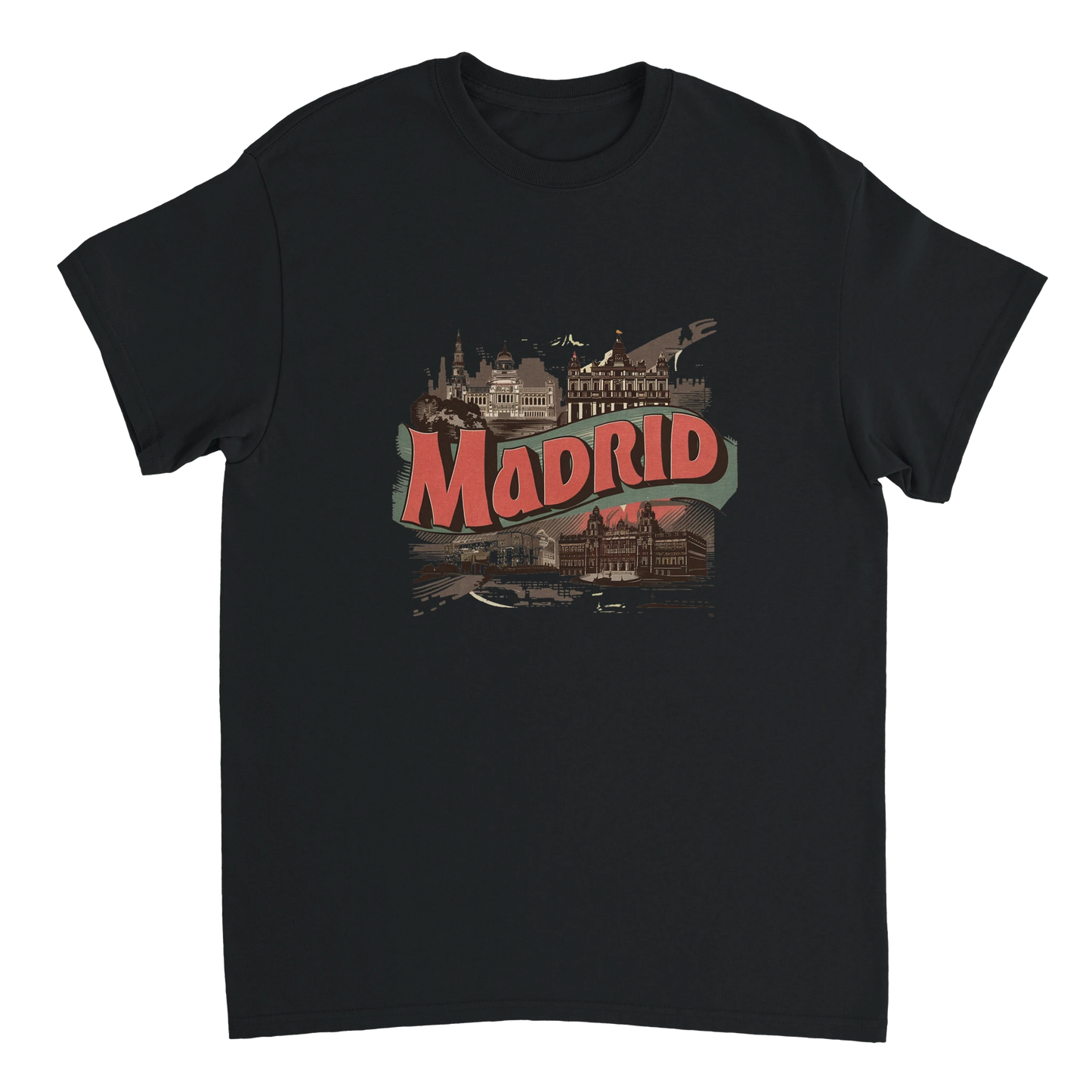 black Madrid Spain Unisex Travel T-Shirt perfect for travelers and gift seekers