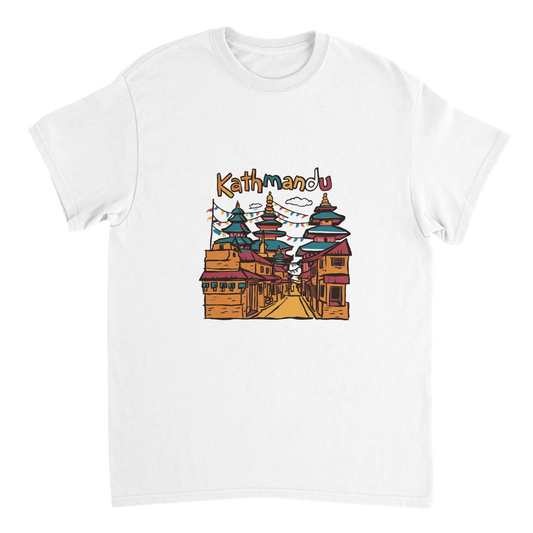 white Kathmandu Nepal Unisex Travel T-Shirt perfect for travelers and gift seekers