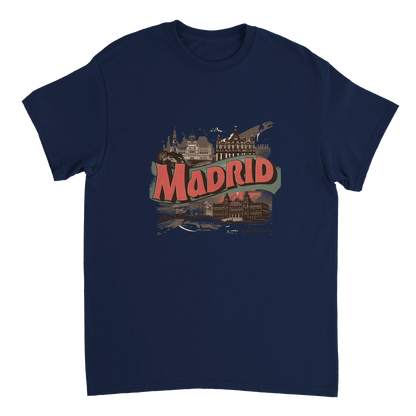 navy Madrid Spain Unisex Travel T-Shirt perfect for travelers and gift seekers