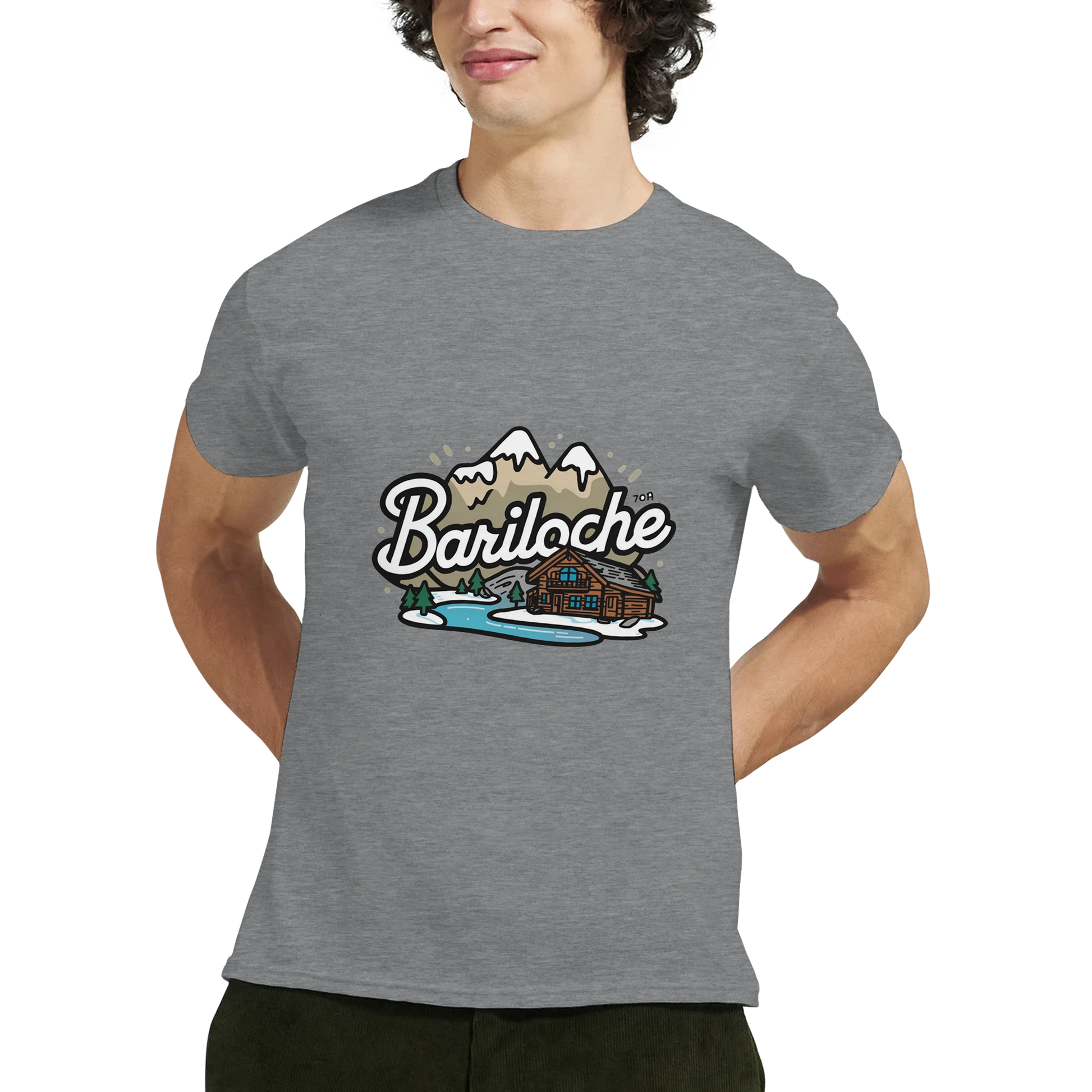 Bariloche Argentina Unisex Travel T-Shirt featuring a man from the front perfect for travelers and gift seekers