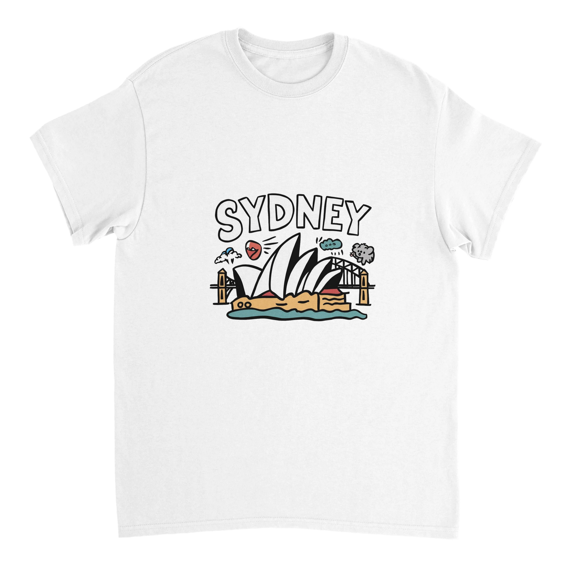 white Sydney Australia Unisex Travel T-Shirt perfect for travelers and gift seekers