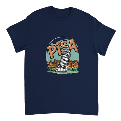 navy Pisa Italy Unisex Travel T-Shirt perfect for travelers and gift seekers