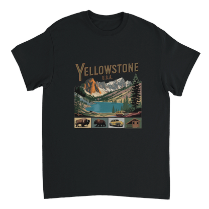 black Yellowstone USA Unisex Travel T-Shirt perfect for travelers and gift seekers