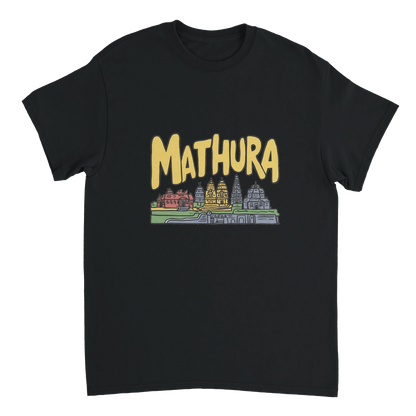 black Mathura India Unisex Travel T-Shirt perfect for travelers and gift seekers