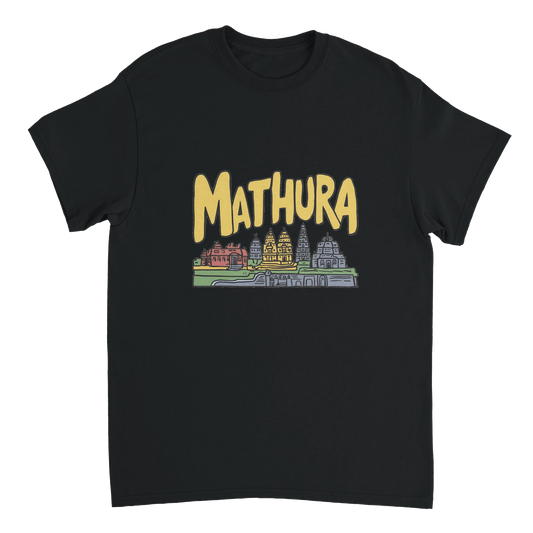 black Mathura India Unisex Travel T-Shirt perfect for travelers and gift seekers