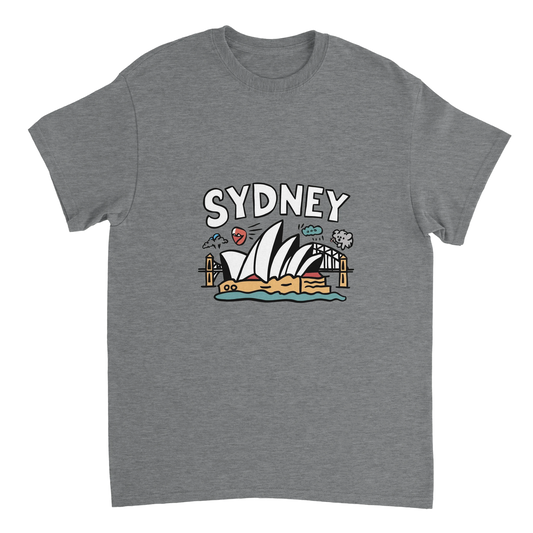 sport grey Sydney Australia Unisex Travel T-Shirt perfect for travelers and gift seekers